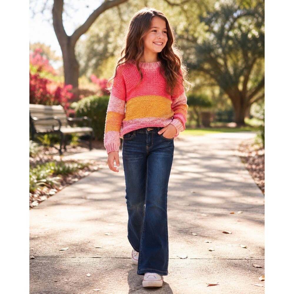 Falls Creek Girls Flare Stretch Jeans Size 4/5 Dark Wash Bootcut Denim Pants